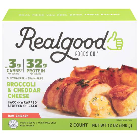 Realgood Foods Co. Broccoli & Cheddar Cheese Bacon Wrapped Stuffed Chicken (2 ct)
