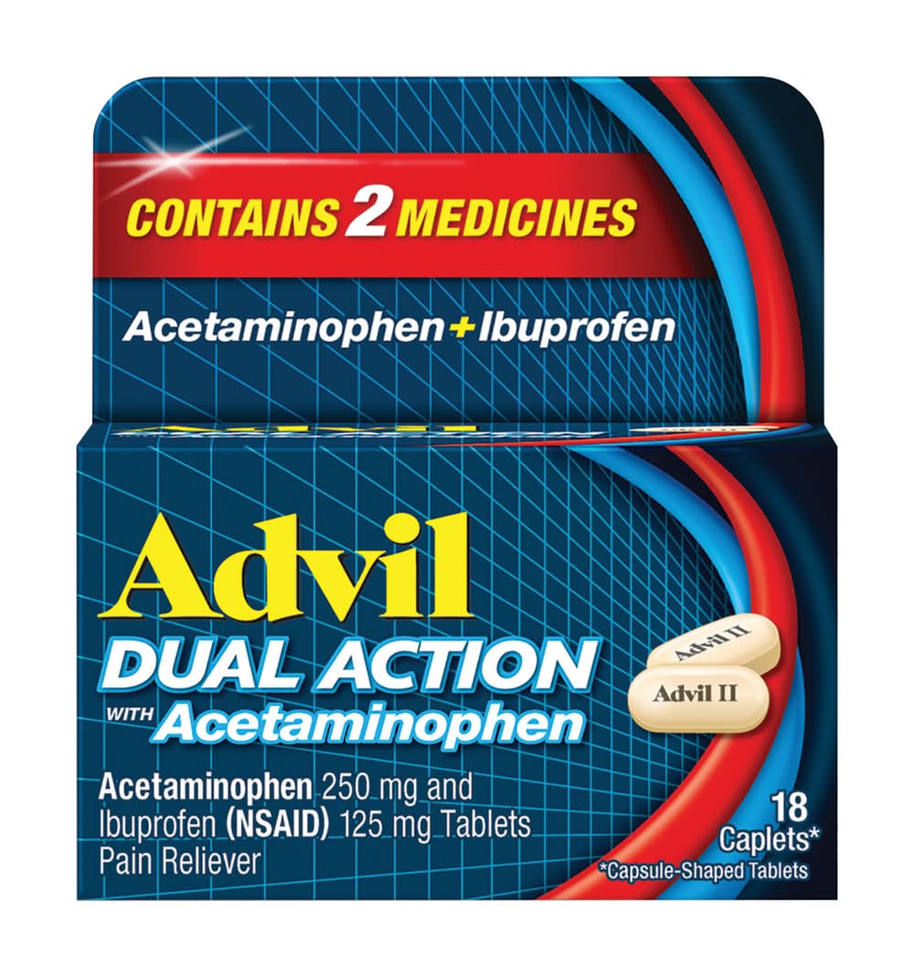 Advil Dual Action With Acetaminophen Pain Reliever Caplets (1.2 oz, 18 ct)