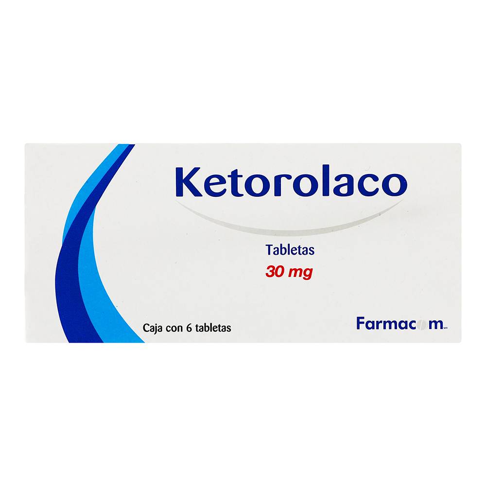 Farmacom ketorolaco sublingual 30mg c/6 tabs (1 pza)