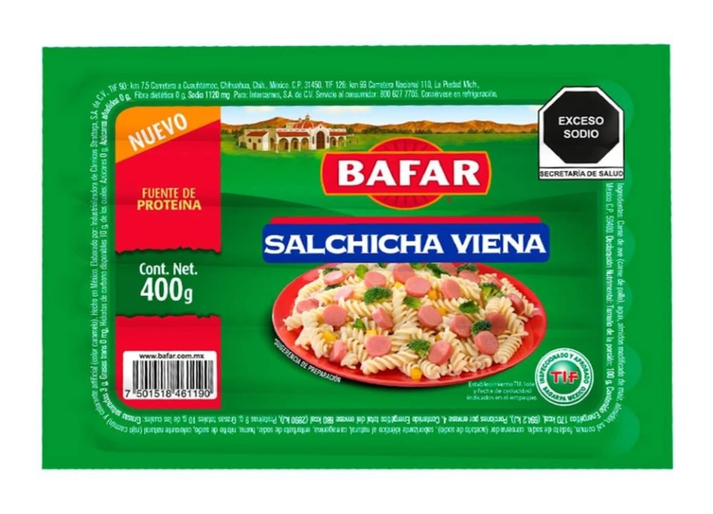 Bafar · Salchicha de pavo tipo viena (400 g)