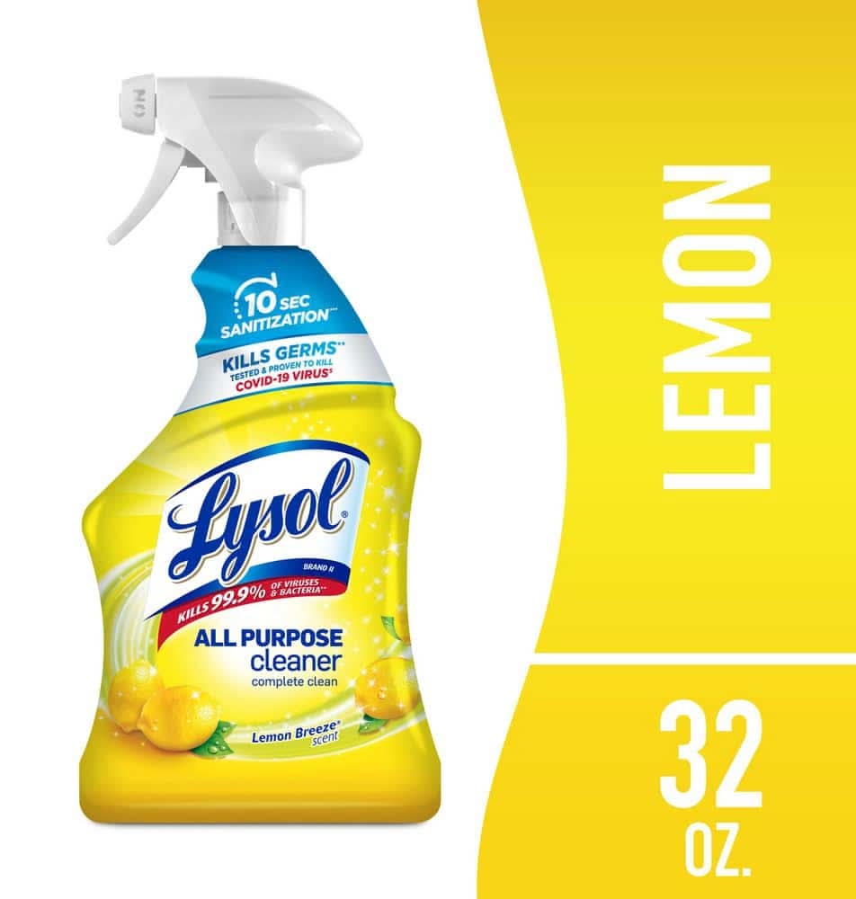 Lysol All Purpose Cleaner Spray, Disinfecting Spray, Kitchen & Bathroom Cleaner, Lemon Breeze Scent, 32 Fl Oz