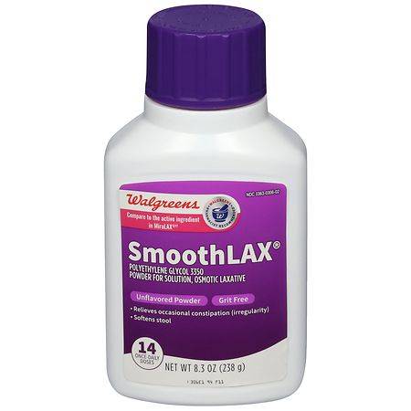 Walgreens Smoothlax Polyethylene Glycol 3350 Powder Laxative 14 Day Doses