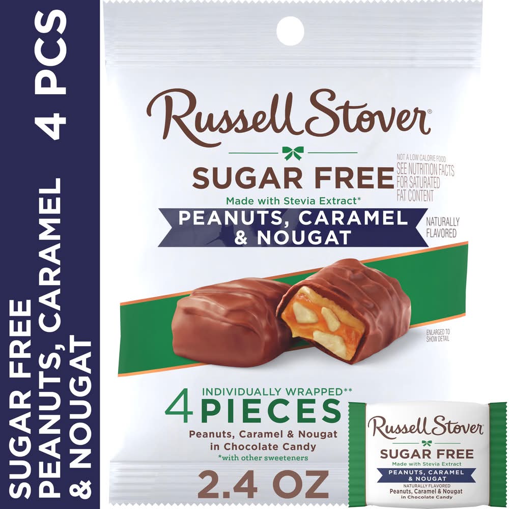 Russell Stover Chocolate Candy Bag, Peanut-Caramel-Nougat (2.4 oz, 4 ct)