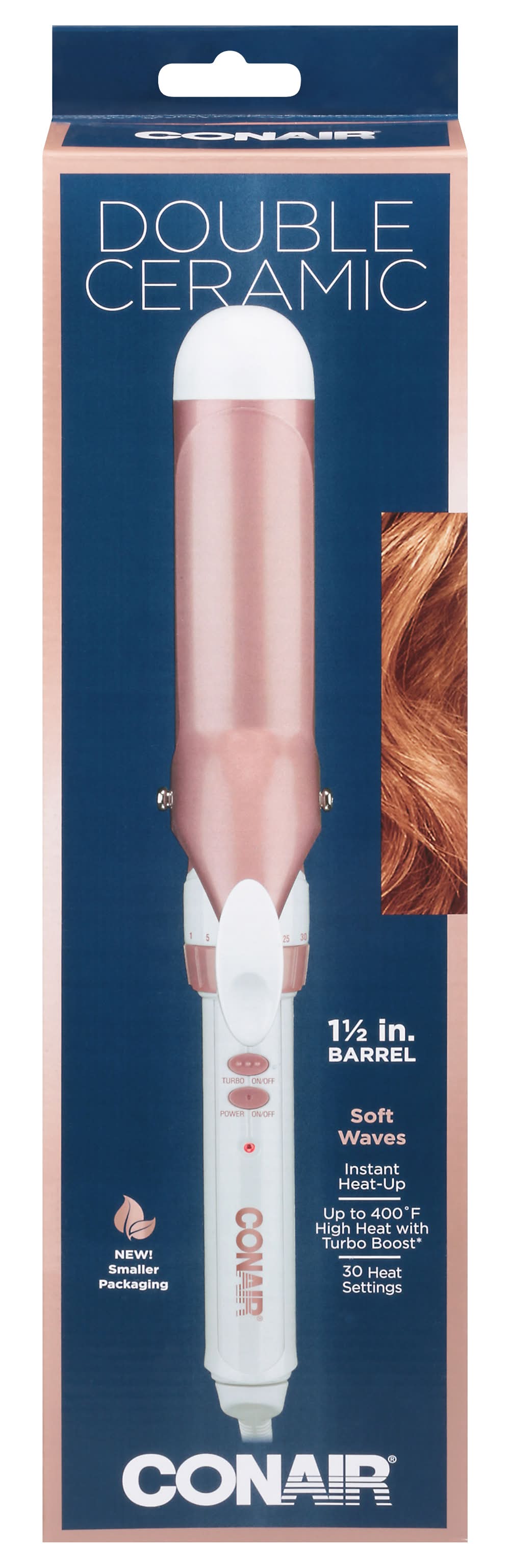 Conair Double Ceramic Soft Waves Hair Curling Iron, 1 1/2 in