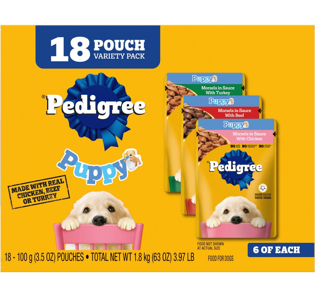 Pedigree Puppy Chicken, Beef, & Turkey Variety Pack 18 CT 63 OZ (Size: 3.5 Oz)