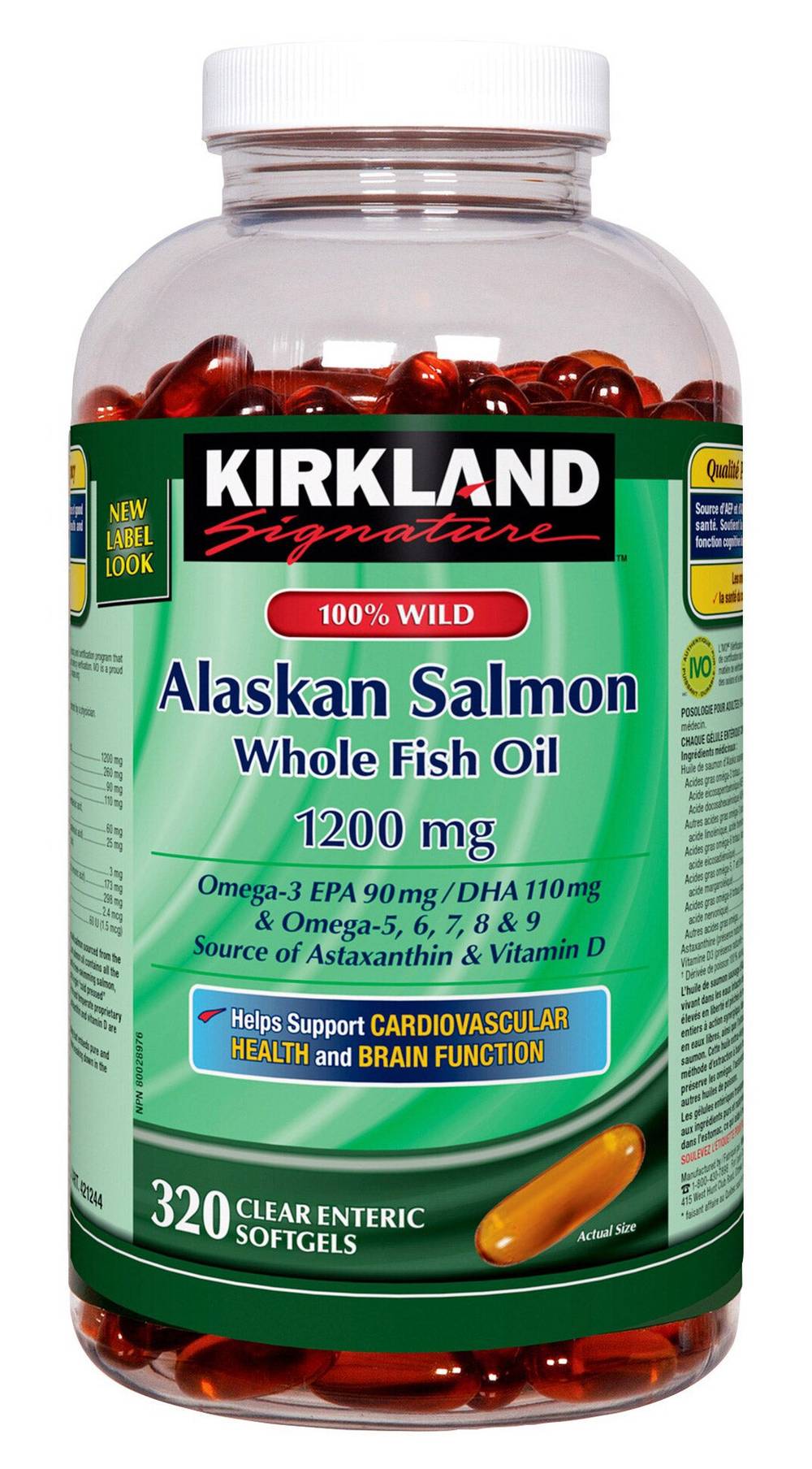 Huile De Saumon Sauvage De L’Alaska À 100 % Kirkland Signature, 320 Gélules / Kirkland Signature 100% Wild Alaskan Salmon Whole Fish Oil, 320 Softgels