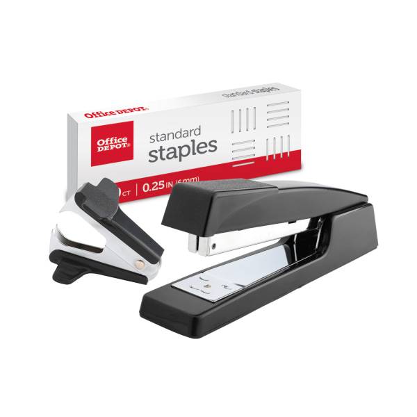 Office Depot Brand Premium Full-Strip Stapler Combo With Staples and Remover (black)