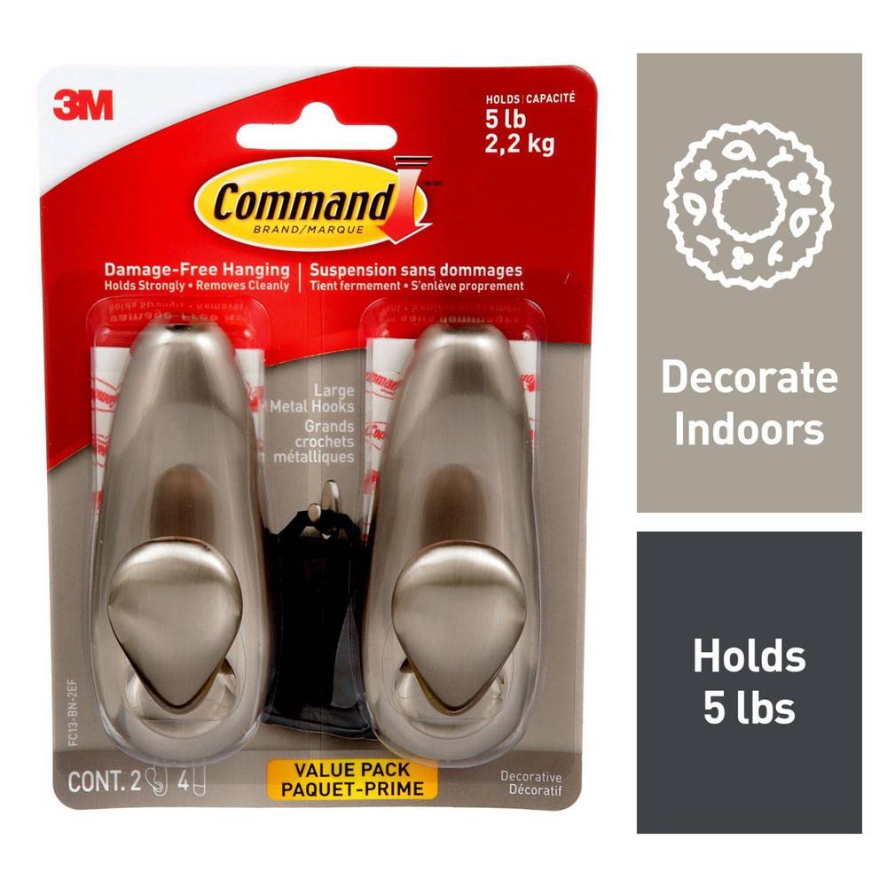 Command Forever Classic Metal Hook Brushed Nickel Delivery Near Me