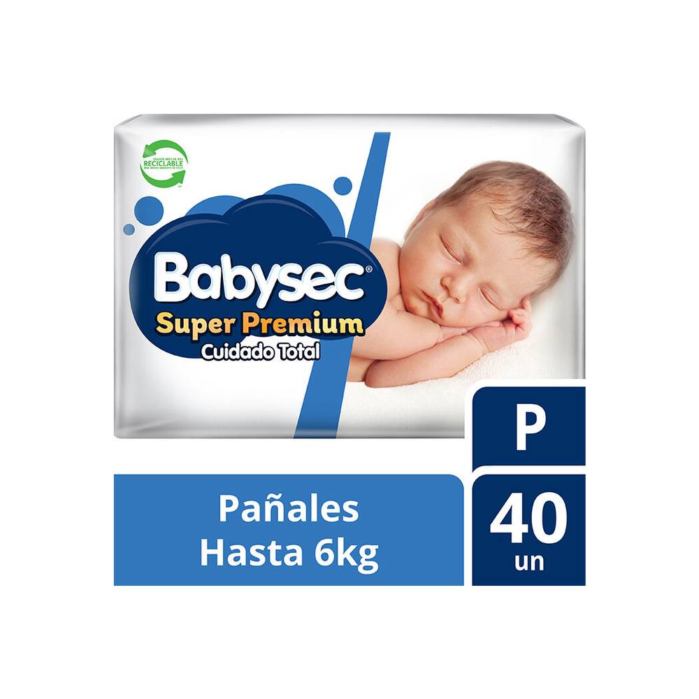 Pañales Super Premium P 40 unidades BABYSEC