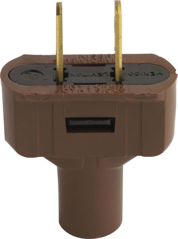 Leviton Residential Vinyl Straight Blade Plug 1-15P 18-14 Awg 2 Pole 2 Wire