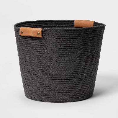 Brightroom Coiled Rope Bin, Charcoal- Tan