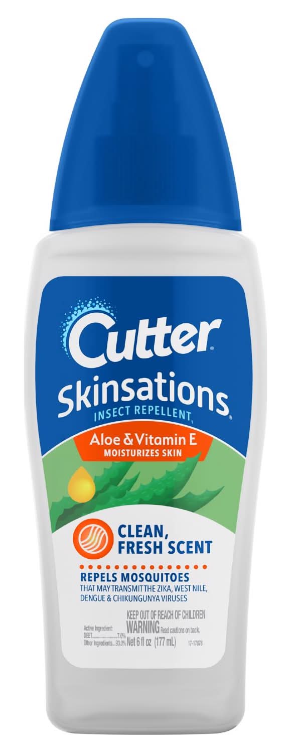 Cutter Skinsations Insect Repellent Liquid For Mosquitoes/Other Flying Insects 6 Oz