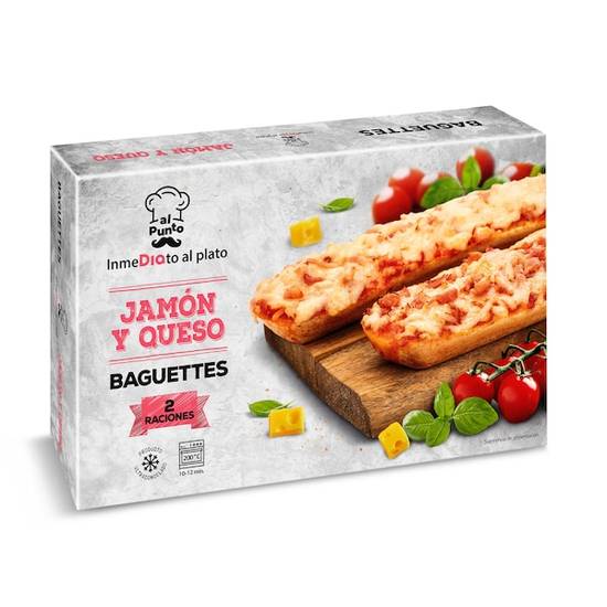 Baguette jamón y queso 2 unidades Al Punto caja 250 g