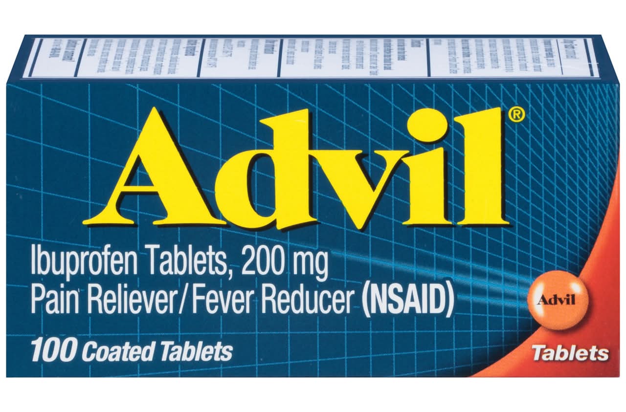 Advil Pain Reliever and Fever Reducer, Ibuprofen 200mg for Pain Relief - 100 Coated Tablets