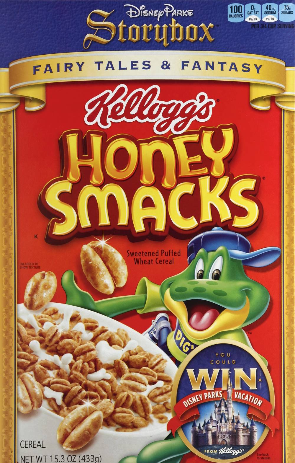 Honey Smacks Sweetened Puffed Wheat Cereal Large Size (15.3 oz)