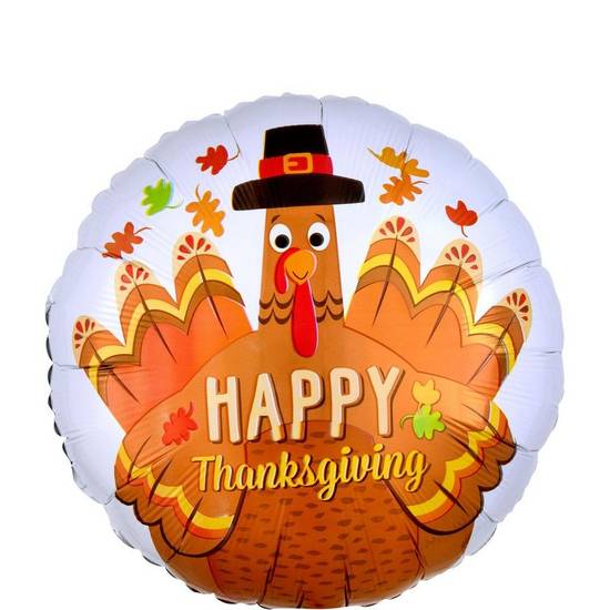 Uninflated Happy Thanksgiving Turkey Balloon 17in