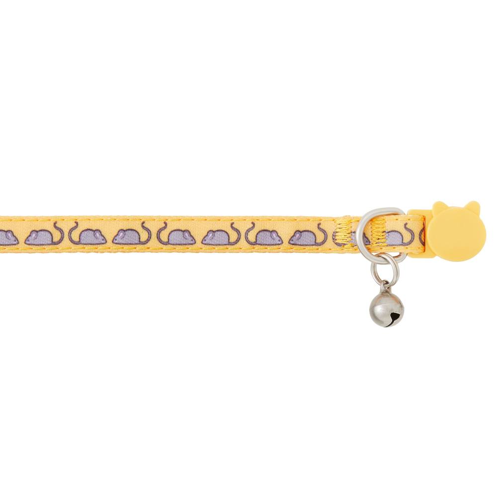 Whisker City Mice Print Easy Release Kitten & Cat Collar (yellow)