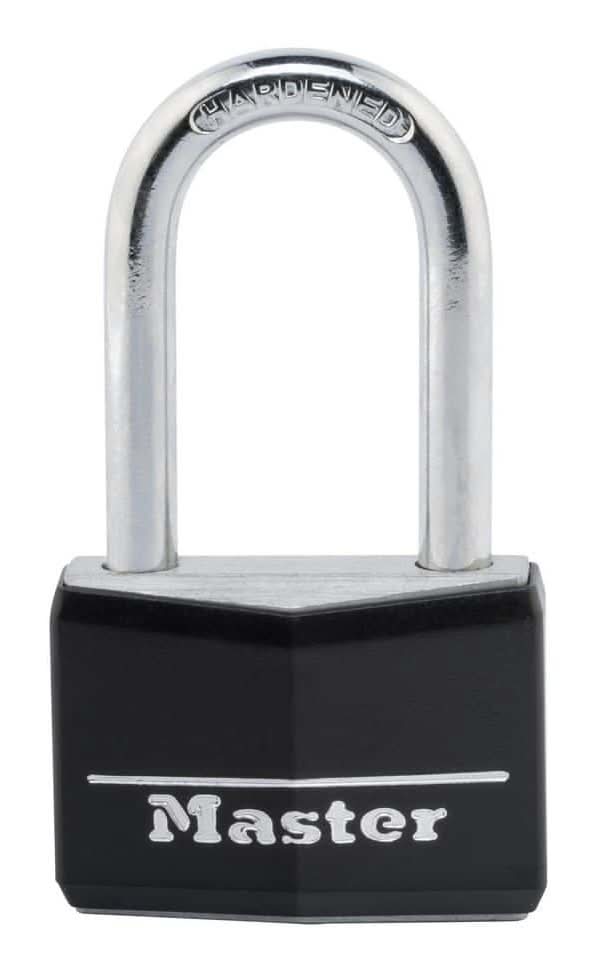 Master Lock Lock With Key, 1-9/16 In. Wide, 1-1/2 In. Shackle