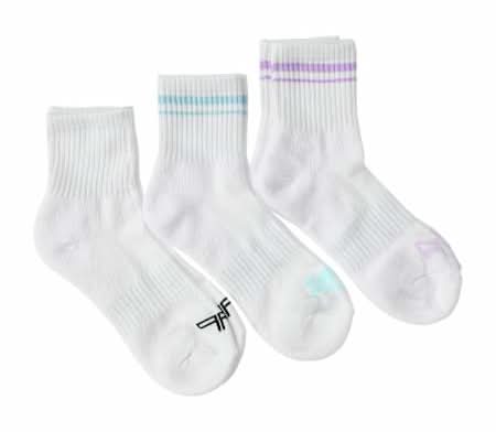 Juniors Nine Fly Performance Shortie Crew Socks 3-Pairs White Multi