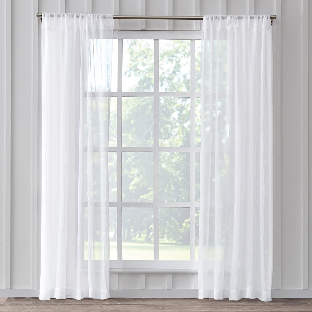 Style Selections 84-in White Sheer Rod pocket Single curtain panel
