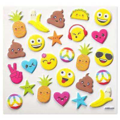 25ct Emoji Icon Puffy Stickers