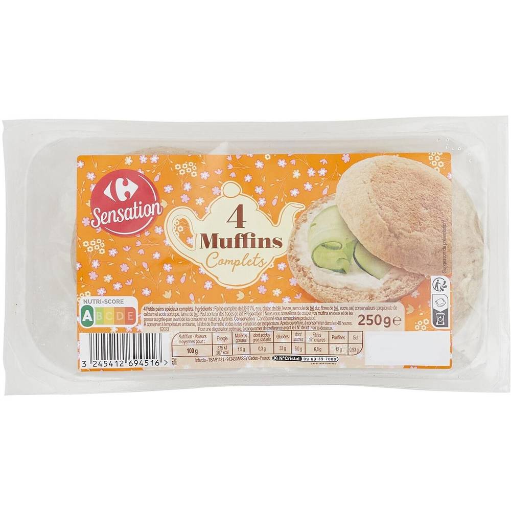 Carrefour - Muffins complets (4 pièces)