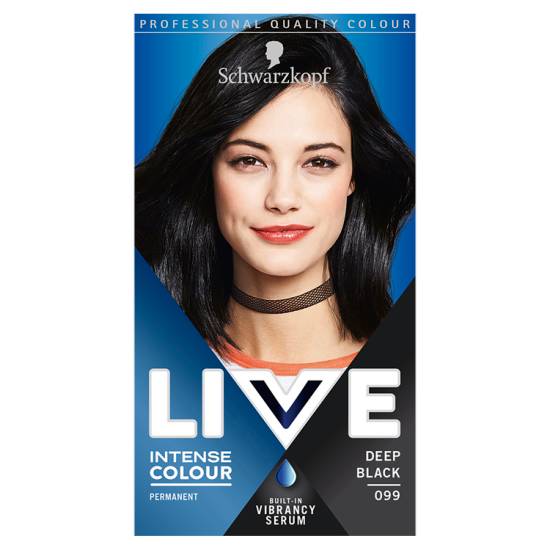 Schwarzkopf Live Intense Colour Black Hair Dye Deep Black 099 Permanent