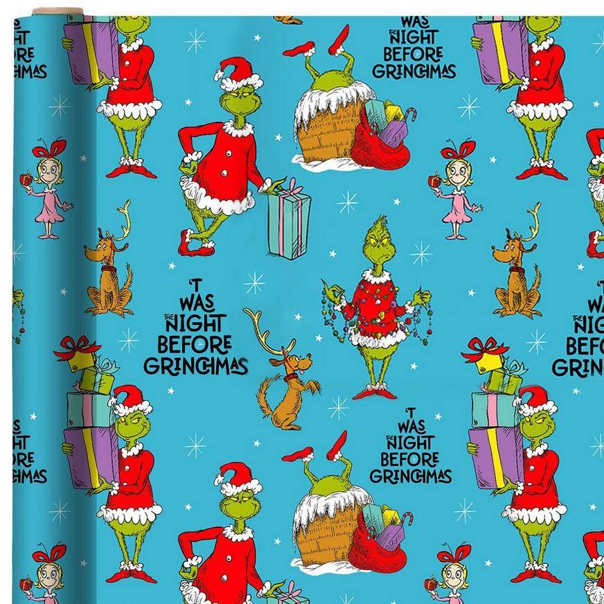 Blue Grinch, Max Cindy Lou Who Gift Wrapping Paper, 9ft x 40in (30 sq ft) - Dr. Seuss