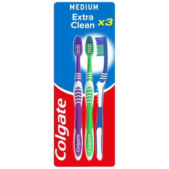 Colgate Extra Clean Toothbrushes 3 Pack