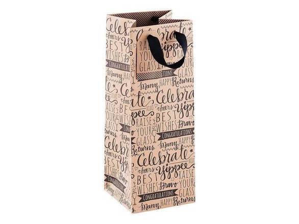 The Gift Wrap Company Celebration Scribbles Bottle Gift Bag