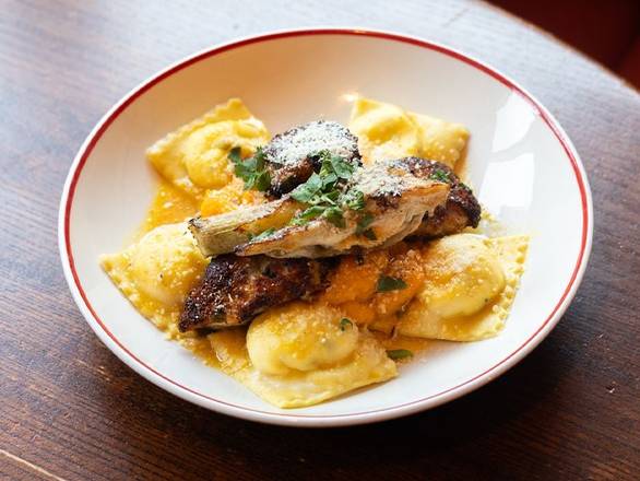 Goat Cheese Ravioli & Chicken Cutlet