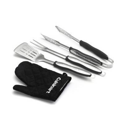 Cuisinart CGS-134BLZ 4pc Grill Tool Set and Grill Glove: Heat Resistant, Stainless Steel Utensils