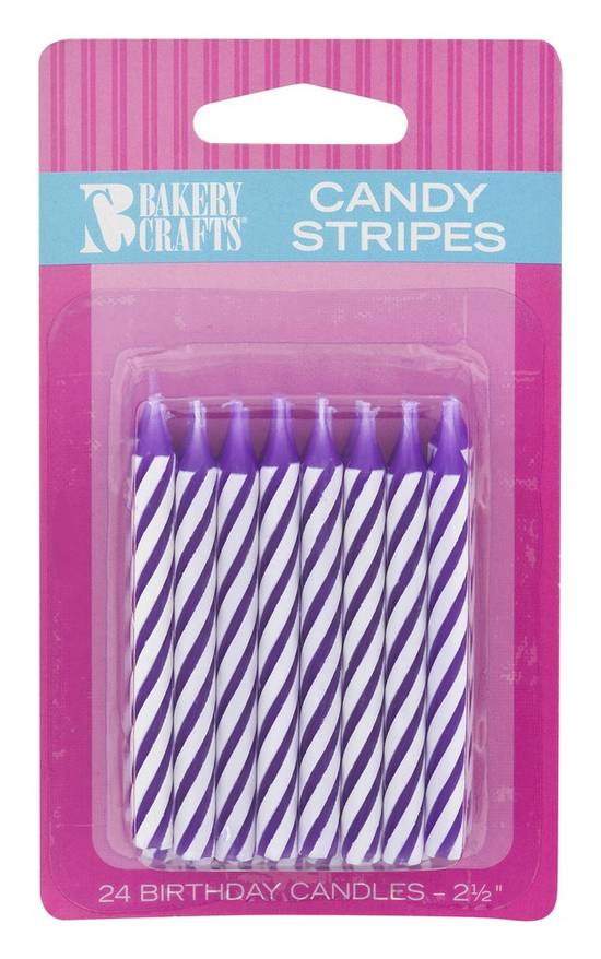 Bakery Crafts Purple Candy Stripes Birthday Candles (24 candles)