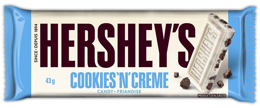 Hershey's barre cookies n’ crème de format standard - cookies n' creme full size candy bar (43 g)