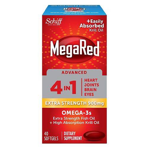 MegaRed Advanced 4in1 500mg Omega-3 Fish + Krill Oil Supplement Softgel - 40.0 ea
