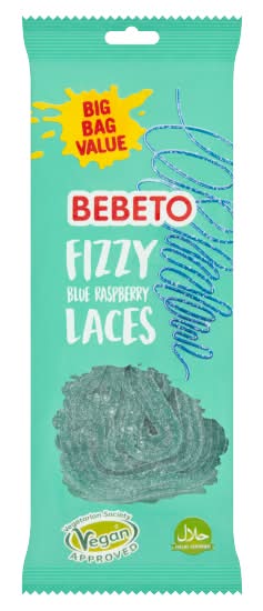 Bebeto Fizzy Blue Raspberry, Laces (220g)