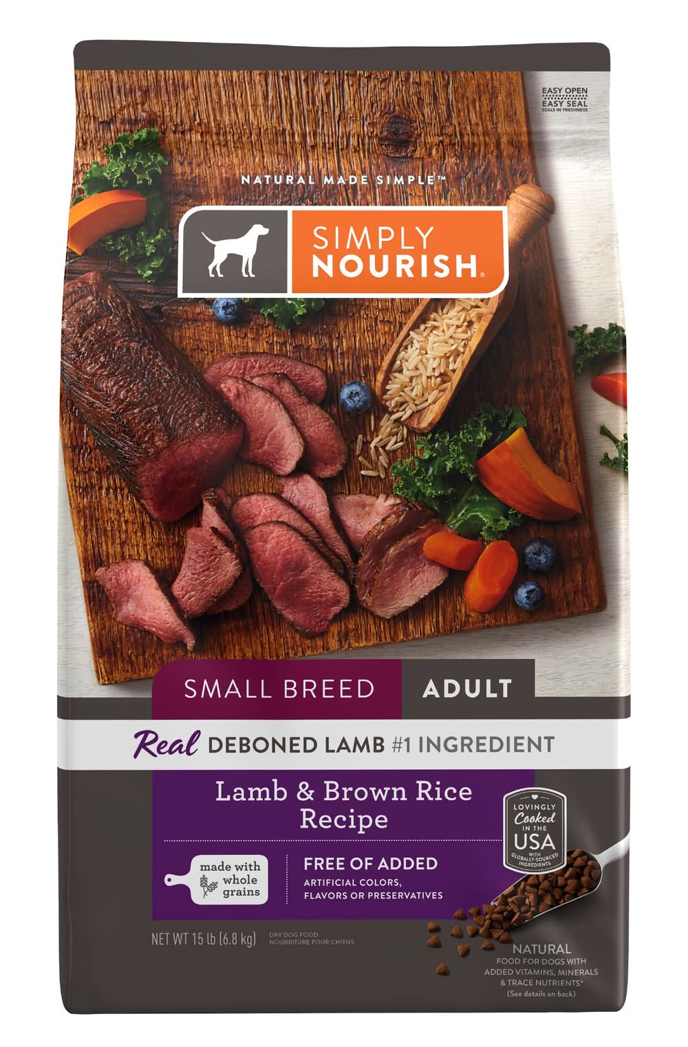 Simply Nourish® Original Small Breed Adult Dry Dog Food - Lamb & Brown Rice (Flavor: Lamb & Rice, Size: 15 Lb)
