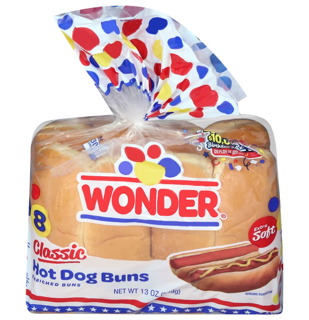 Wonder Classic Extra Soft Hot Dog Buns (13 oz, 8 ct)