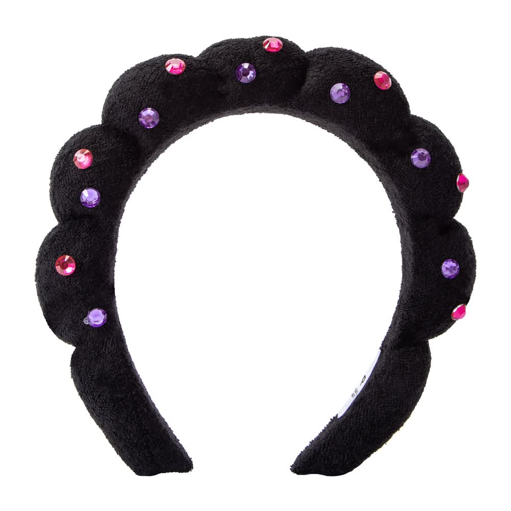 Padded Spa Headband With Rhinestones Black