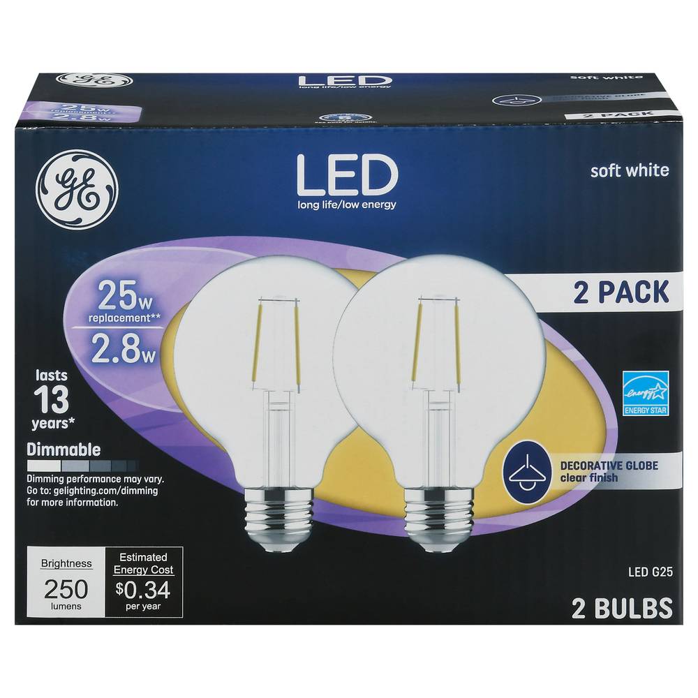 General Electric 25 W Led Decorative Globe Soft White Light Bulbs