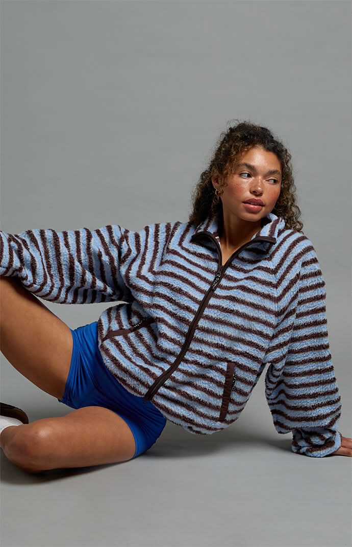 PAC 1980 Women's Active Ski Fleece Printed Ripper Jacket Stripe XS
