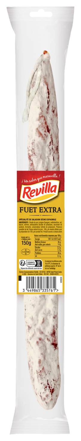 Revilla - Fuet extra saucisson sèche enrobée au poivre noir (150g)
