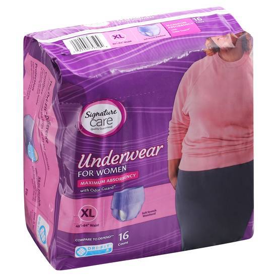 Signature Care Xl Maximum Absorbency Underwear For Women (16 ct)