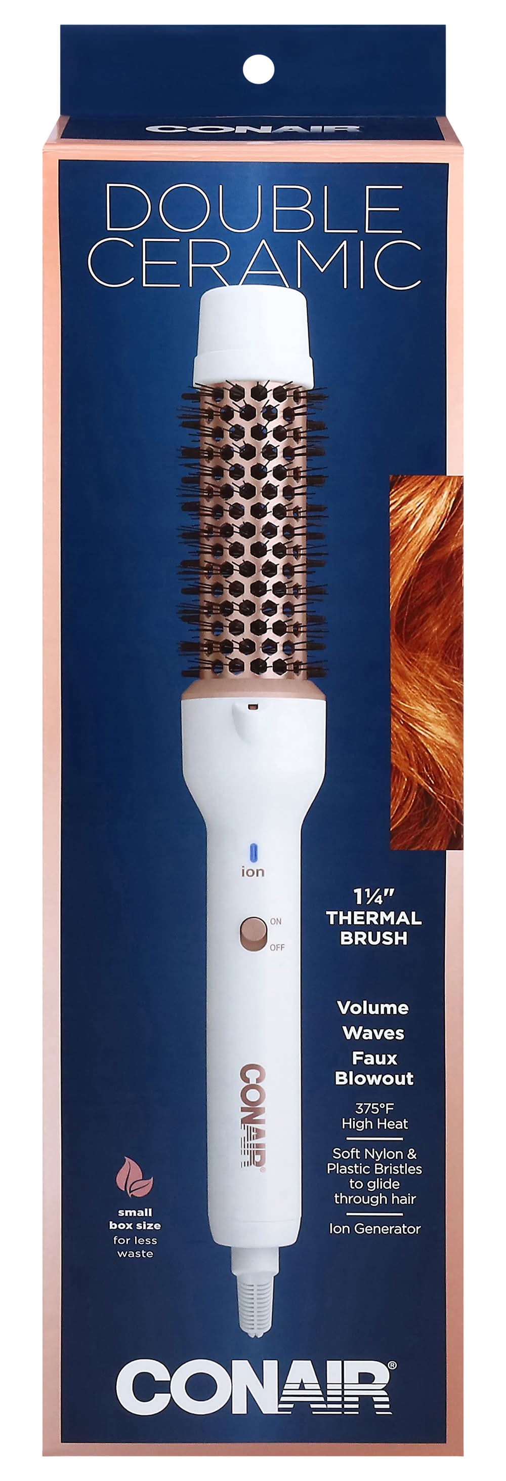 Conair Double Ceramic Thermal Hair Brush, 1 1/4 in, White