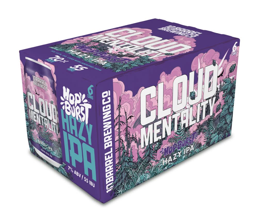 10 Barrel Brewing Co. Cloud Mentality Hop Burst Hazy Ipa Beer (6 x 12 fl oz)