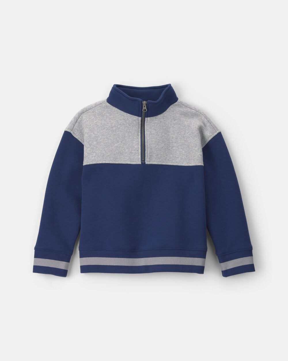 Boys Color Block Fleece Quarterzip Pullover Sweatshirt - Navy Blue/Grey - 4