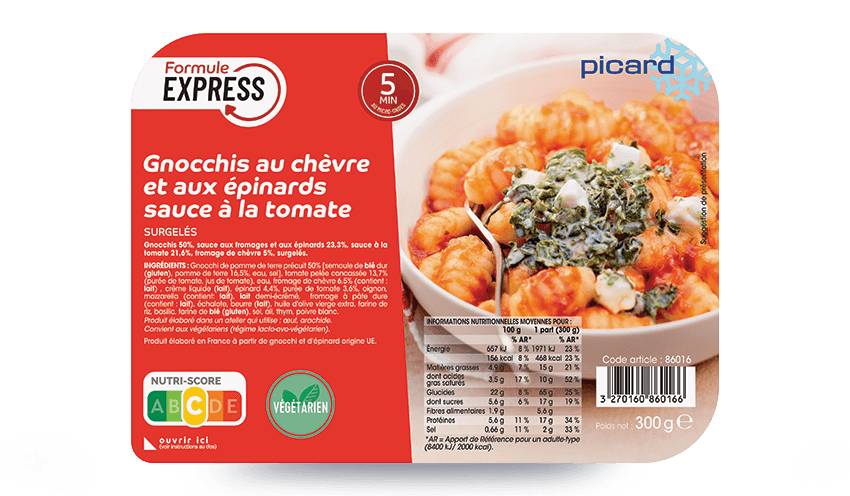 Gnocchis au chèvre et aux épinards, sauce tomate