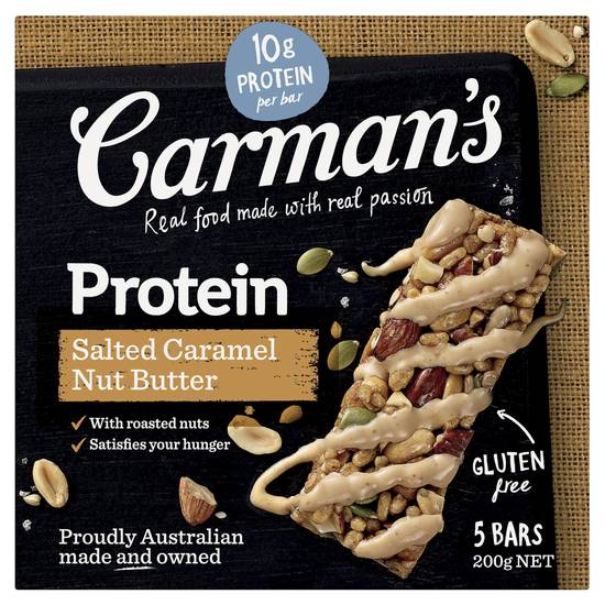 Carman's Gourmet Protein Bars Salted Caramel Bars (5 Pack) 200g