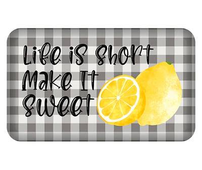 "Make It Sweet" Gray & Yellow Lemon Soft Step Kitchen Mat, (18" x 30")