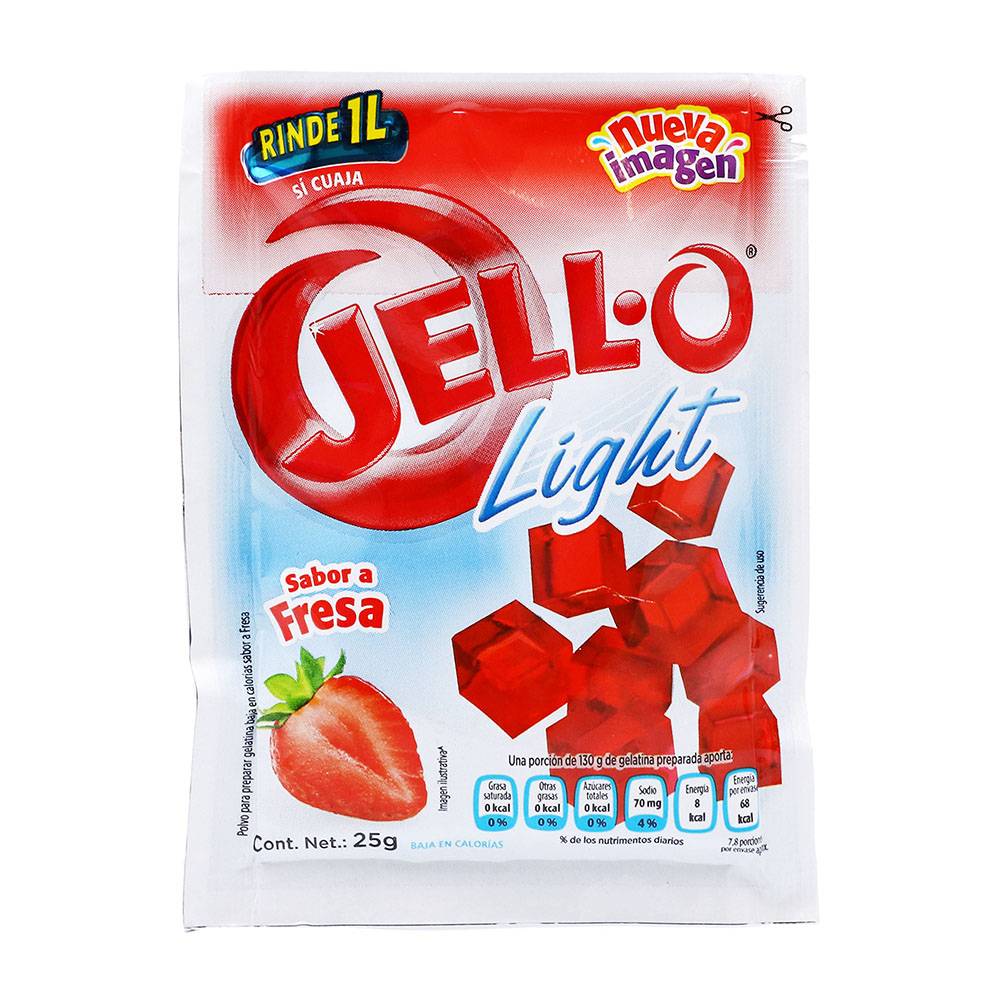 Jell-o gelatina en polvo light sabor fresa (25 g)